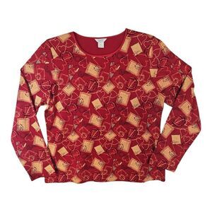 Christopher & Banks 3/4 Sleeve Knit  Hearts Valentine's Day Top XL